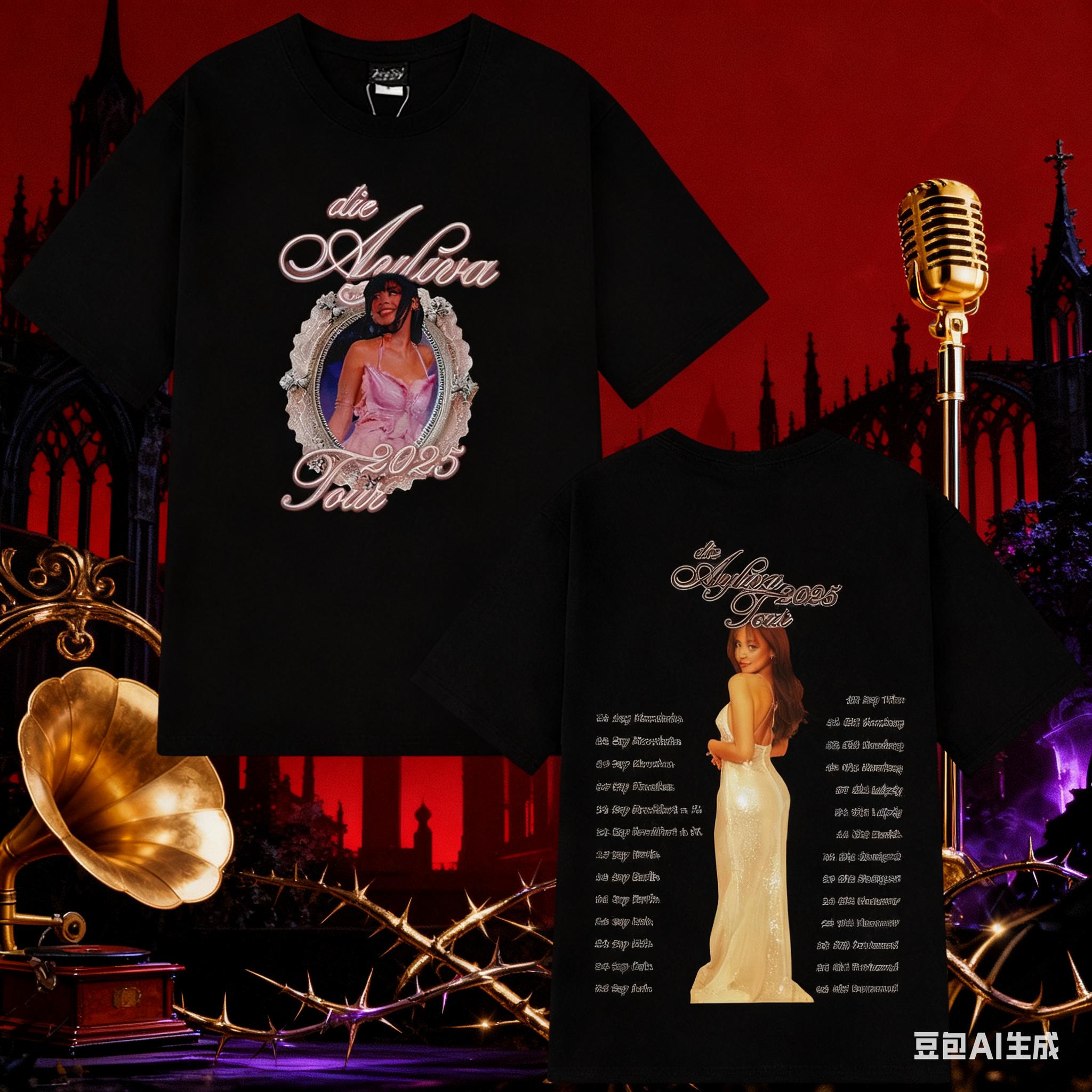 2025 Summer Die Ayliva Tour Hot Sale 100% Pure Cotton Printed Men Women Streetwear Aesthetic Harajuku Leisure T-shirts Y2k S