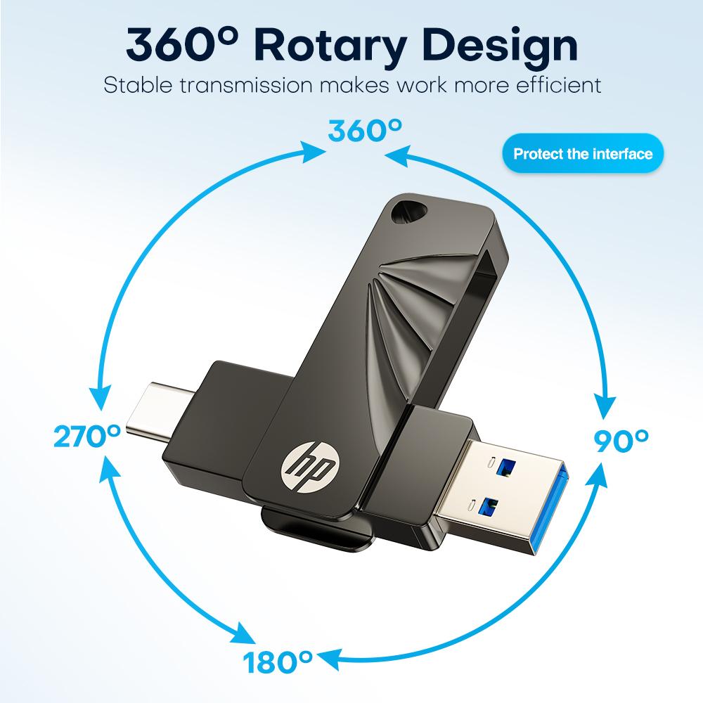 HP X762C USB3.2 OTG Type C Metal Usb Flash Drive 64GB/128GB/256GB for Pc Smartphone Tablet
