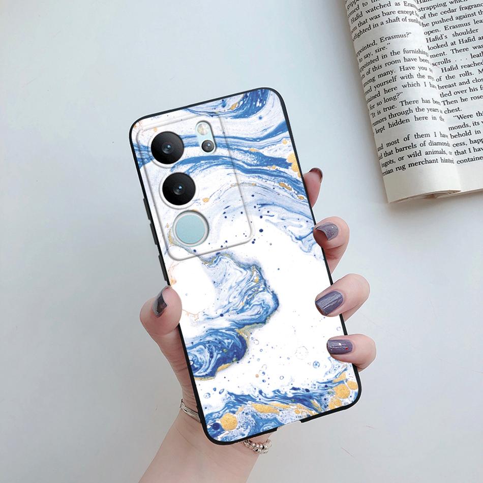 For Vivo V29 5G Global Version Phone Case Couple Cute Cartoon Flower Back Shell Etui For Vivo V29 V 29 V2250 Soft Silicone Cover