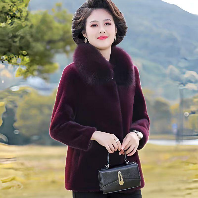 

Куртка Женская Осень Зима Высококлассная Для Женщин Среднего и Пожилого Возраста Темперамент Пальто из Искусственного Меха Женские Теплые Пальто Большого Размера 4XL 2 Продано 4XL вино красного