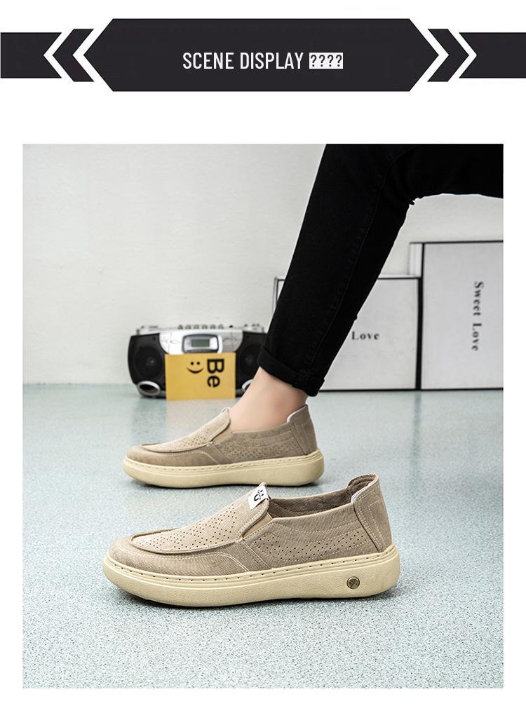 Men's Summer Breathable Slip-On Canvas Shoes - Casual, Fashionable, and Comfortable