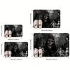 1pc 2D Flat Grim Reaper Skulls Graveyard Halloween Flannel Door Mat Non Slip Horror Decor Rug For Entryway Party Floor