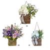 Artificial Easter Hydrangea Flower Basket Pendant Simulation Flower Rattan Basket Ornaments Gifts Home Decor for Porch Farmhouse