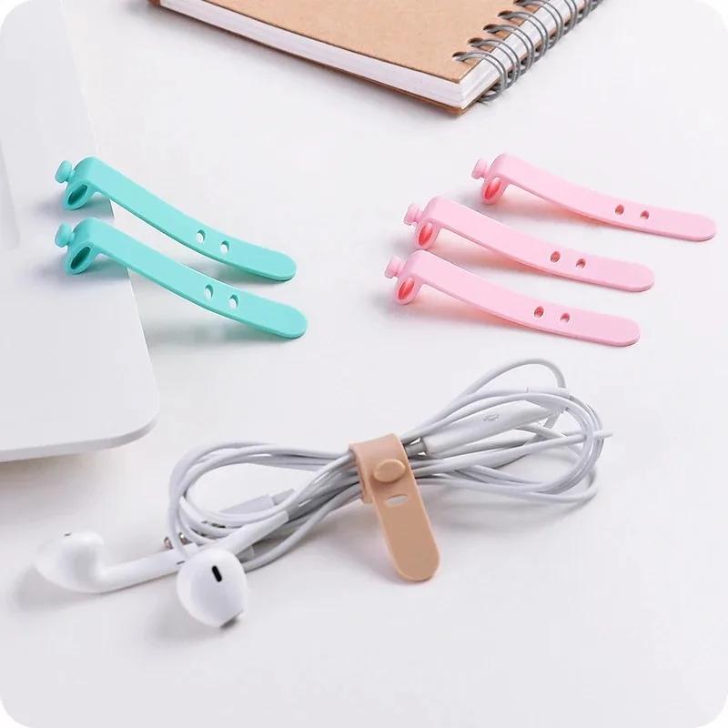 4Pcs Charger Cable Earphone Cord Winder Silicone Strap Hook Cable Winder Headphone Wire Wrap Organizer Charger Cable Collector