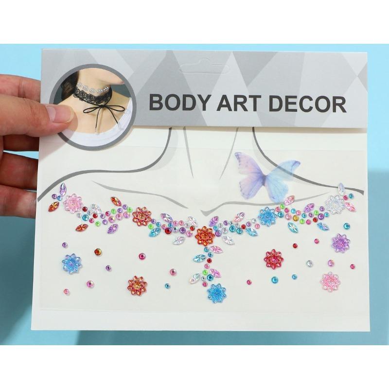 Fashion Clavicle Chain Diamond Stickers Stage Makeup Stickers Temperament Color Butterfly Clavicle Stickers Necklace Stickers