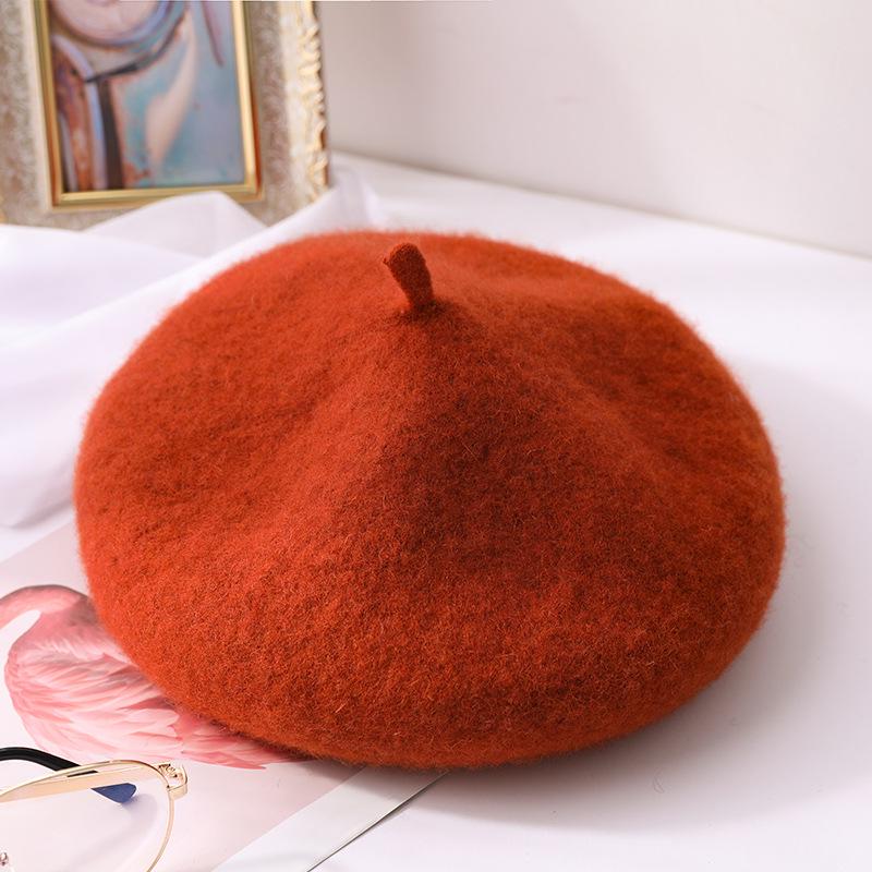 Autumn and Winter Hat Versatile Wool Beret Ladies Retro Woolen Casual Painter Hat Bud Hat Tide