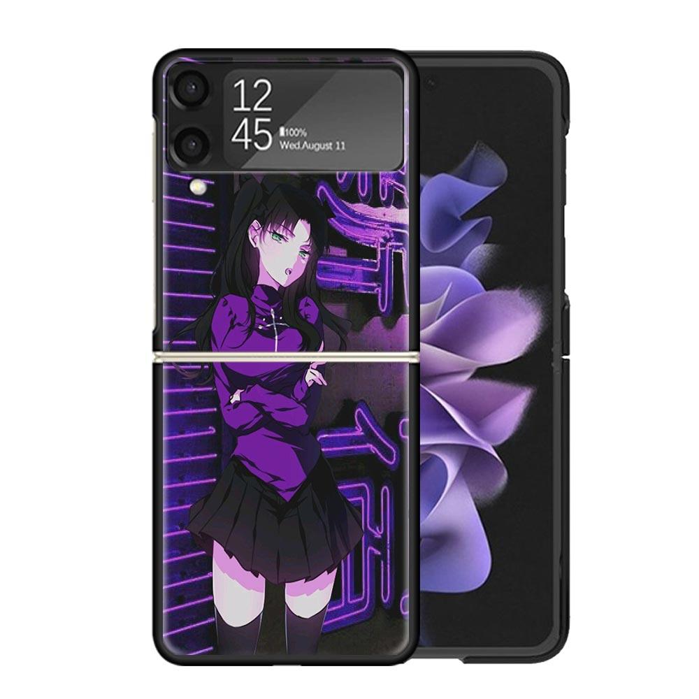 

Anime Vaporwave Glitch Purple Cases For Samsung Galaxy Z Flip 4 5 6 7 3 Z Flip7 Flip6 Flip4 Flip5 Flip3 5G Hard Shockproof Funda Samsung Z Flip 7