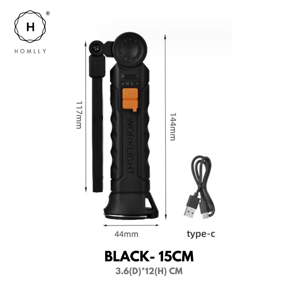 Homlly Portable Magnetic Rechargeable LED Flash Light Torch Lamp with 360 Degrees Rotate