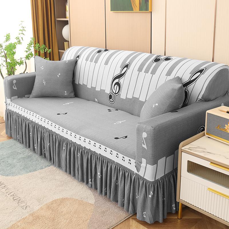 Printed Sofa Cover Stretch Couch Covers Patterned Slipcovers With Skirt Washable Spandex Furniture Protector For Living Room