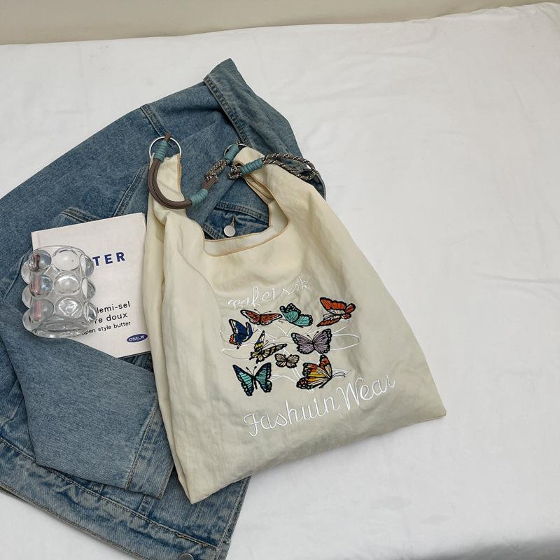 Embroidery Large-capacity New Versatile Personalized Large-capacity Tote Bag Women's Leisure Foreign Style To Work Commuting Shoulder Bag