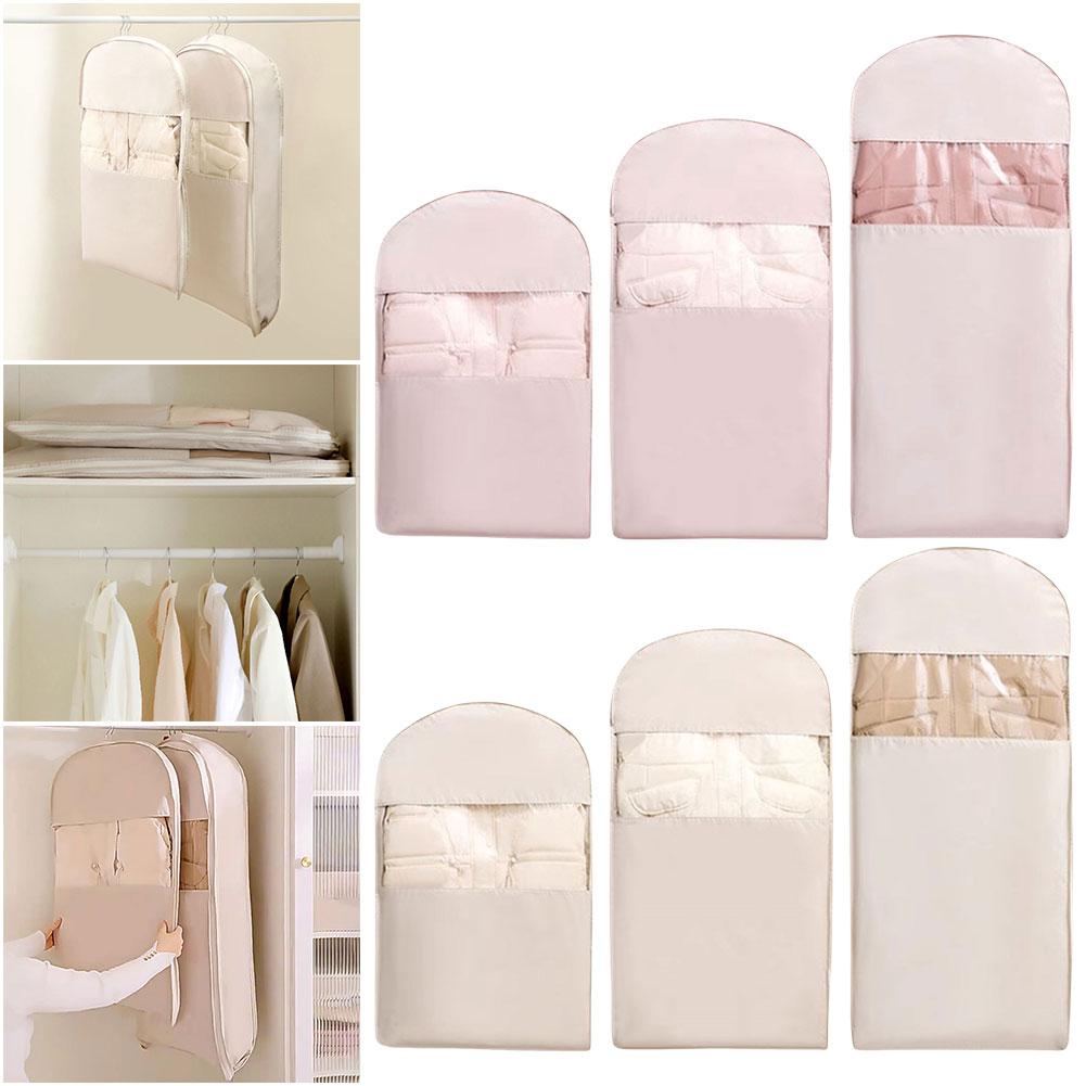 Space Saving Hanging Garment Bag with Self Compression Zipper Space Saver Closet Organizer Coat Storage Bag for Closet Storage