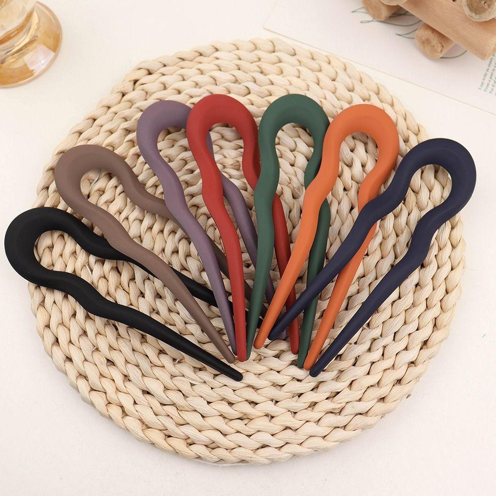 Resin Hairpin U-Shaped Hair Bun Elegant Hair Styling Tools  for Women Girls