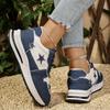 Fashion Patchwork Platform Sneakers Women Star Canvas Thick Bottom Vulcanized Shoes Woman's Breathable Lace Up Shoes Tenis De Mujer