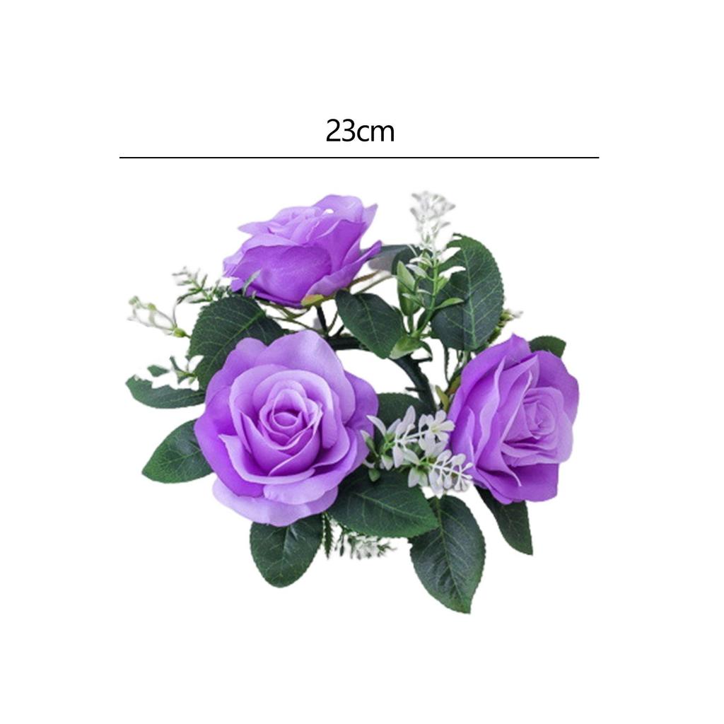 Candle Rings Wreaths Decorative 9inch Artificial Floral Flower Garland for Christmas Tabletop Wedding Thanksgiving
