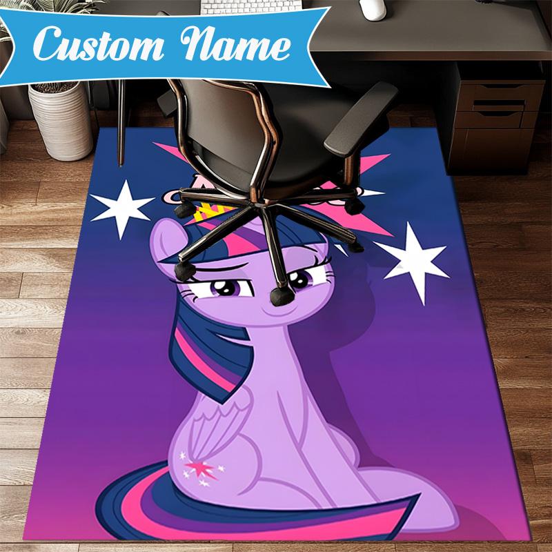 Custom Name Unicorn Fantasy World Rug for Living Room, Game Rooms, Office, Bedroom, Floor Mat Playful Design, fan gifts Christmas decor