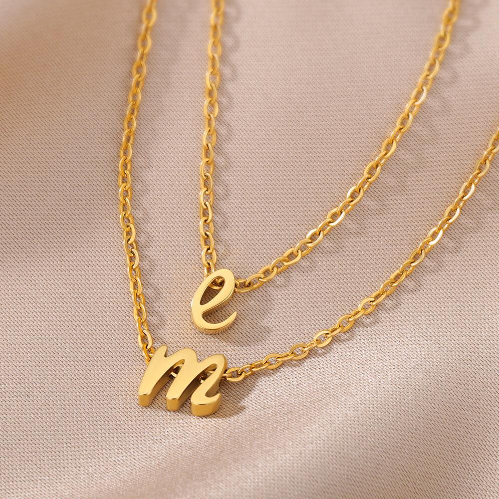 Stainless Steel Lowercase Letter Pendant Necklace