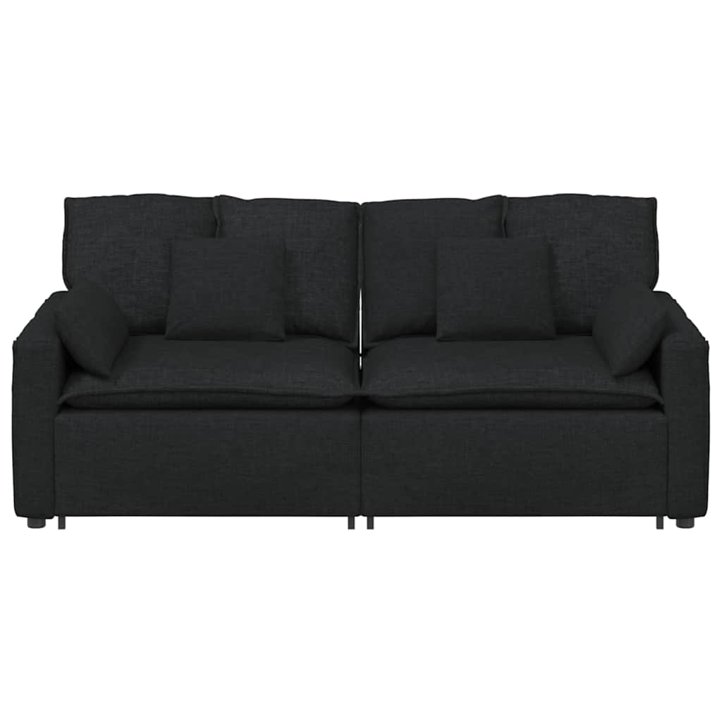 Modular Sofa with Cushions Black