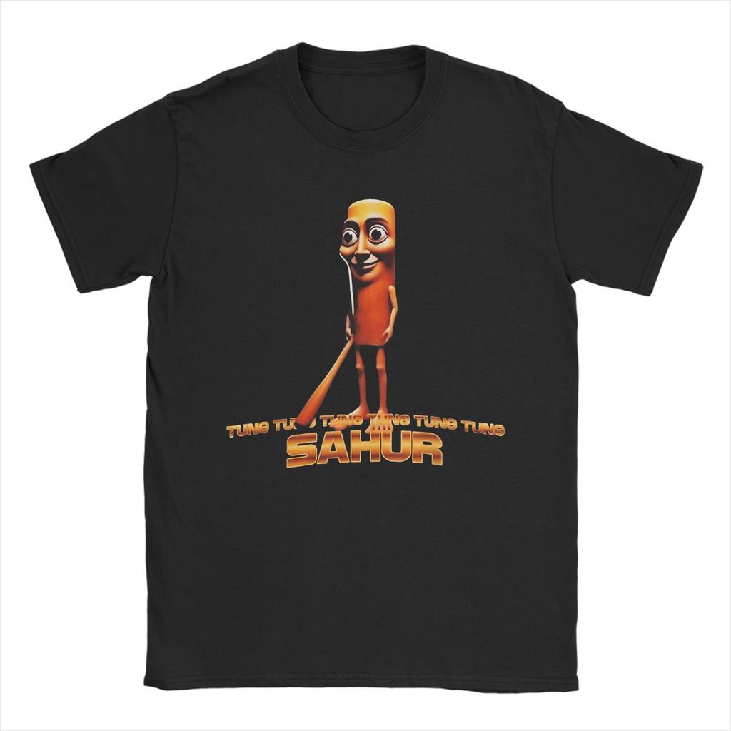 Women Men Humor Tung Tung Tung Sahur Funny Meme Italian TShirts for Men  Awesome 100 Cotton Tee Shirt Short Sleeve T Shirt
