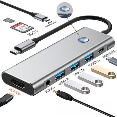 USB C Hub 4K HDMI Type C Dock Laptop Adapter Multi Port One Key Sleep Screen Converter for MacBook Pro Air