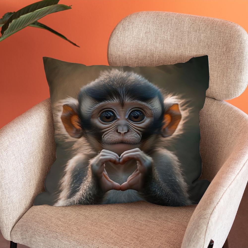 

Monkey Sipping Caprisun Meme Pillow Case Soft Cushion Cases for Farmhouse Sofa Decor Home Decorations and Protector Pillow Case 55cmx55cm