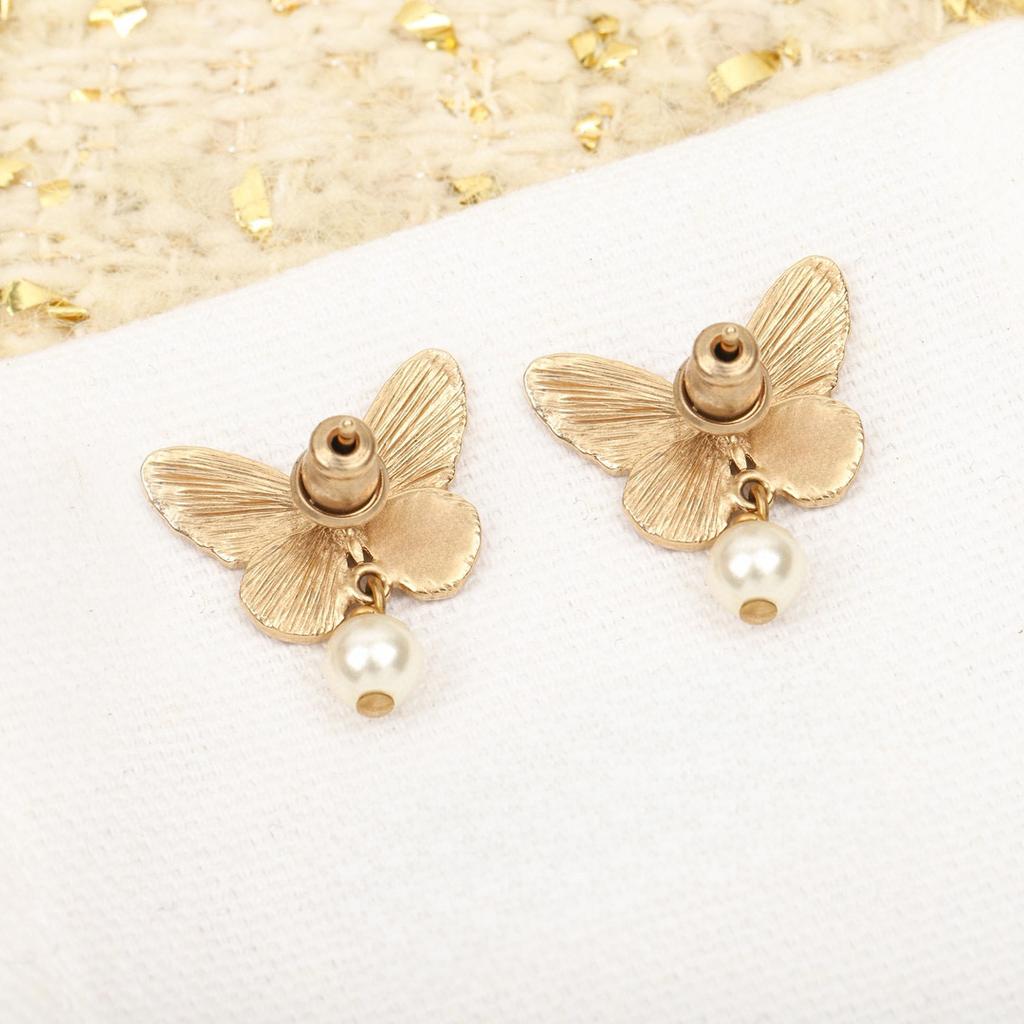 2024 New Hot Brand Vintage Earrings for Women Luxury Jewelry Pearl Butterfly Designer Eardrop Fashion Lady Party Stud Earrings