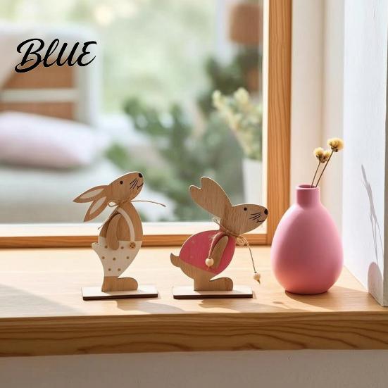 Rustic Rabbit Ornaments for Home Wooden Easter Bunny Table Sign Tiered Tray Centerpiece Farmhouse Vintage Indoor Tabletop Ornament Decoration
