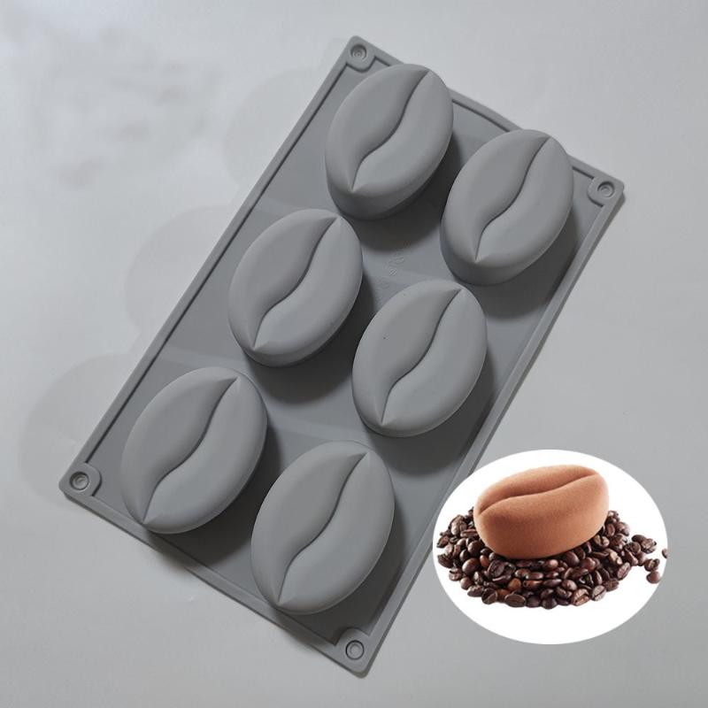 6/28Cavity Diy Coffee Bean Forms Mousse Cake Mold Silicone Pastry Molds For Baking French Dessert Cake Decorating Tools