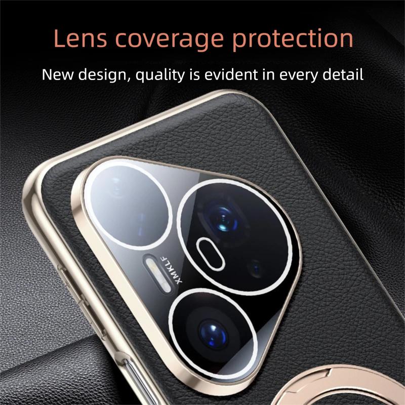 Premium Magnetic Vegan Leather Stand Cover for Huawei Pura 70 Ultra / 80 Pro+ Case 360 Rotatable Metal Bracket Plating Frame