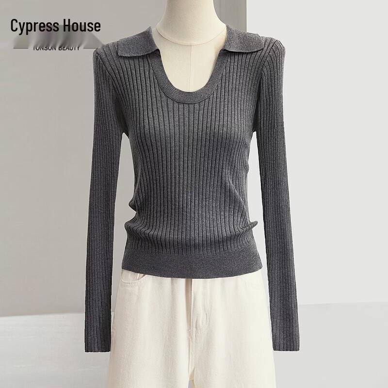 

Women s Wool Blend Turn-Down Collar Knit Top One Size