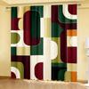 Retro Geometric Curtains 2pcs – Mid-Century Modern Abstract Design In Orange Green Black Cream, Living Room Decor