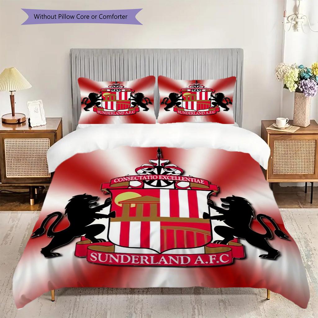 Sunderland Afc Emblem Radiance Three-piece set (1 * duvet cover + 2 * pillowcase, without core) 2D Flat Christmas birthday gift