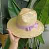 Summer straw hat hand-woven with straw bow ribbon outdoor travel sun protection beach hat sun hat  hats for woman