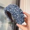 B240-1 Wide Headband: Elevates Hair & Accentuates Face with Small Sequin Denim Design – Trendy All-Match Accessory.