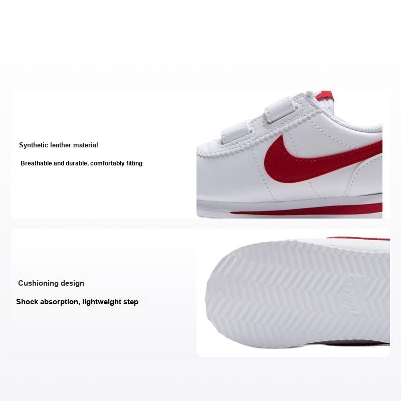 Nike Cortez Series Comfortable Versatile Shock Absorbing Breathable Low Top Walking Shoes Baby Shoes White Red 904769-101