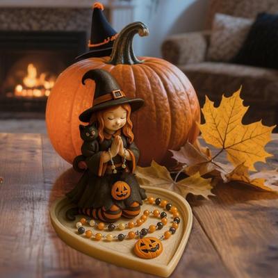 Halloween Witch Display Stand Multi-purpose Jewelry Key Trinkets Holder Organizer Home Office Desktop Decoration Ornament