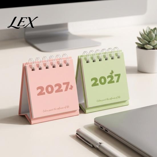 Functional Workstation Memo Pad Mini Desk Calendar 2027, Jan. 2027 to Dec. Standing Flip Small Desktop Time Management Tool Calendar, 12 Monthly