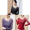 Lace Long Sleeve T Shirt With Mesh Fabric For Womens Elegant Office Wear