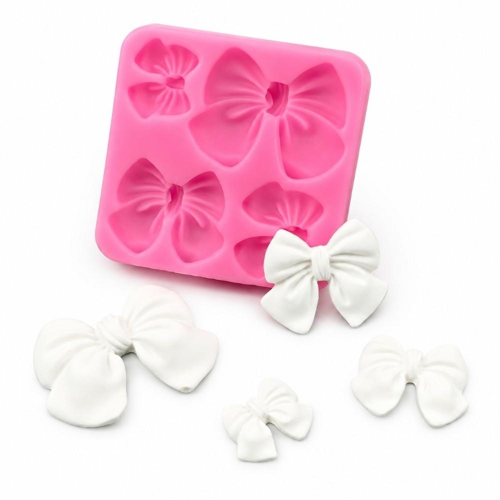 4PCS Flexible Bowknot Fondant Mold Silicone Chocolate Candy Mold Cupcake Chocolate Candy Decoration