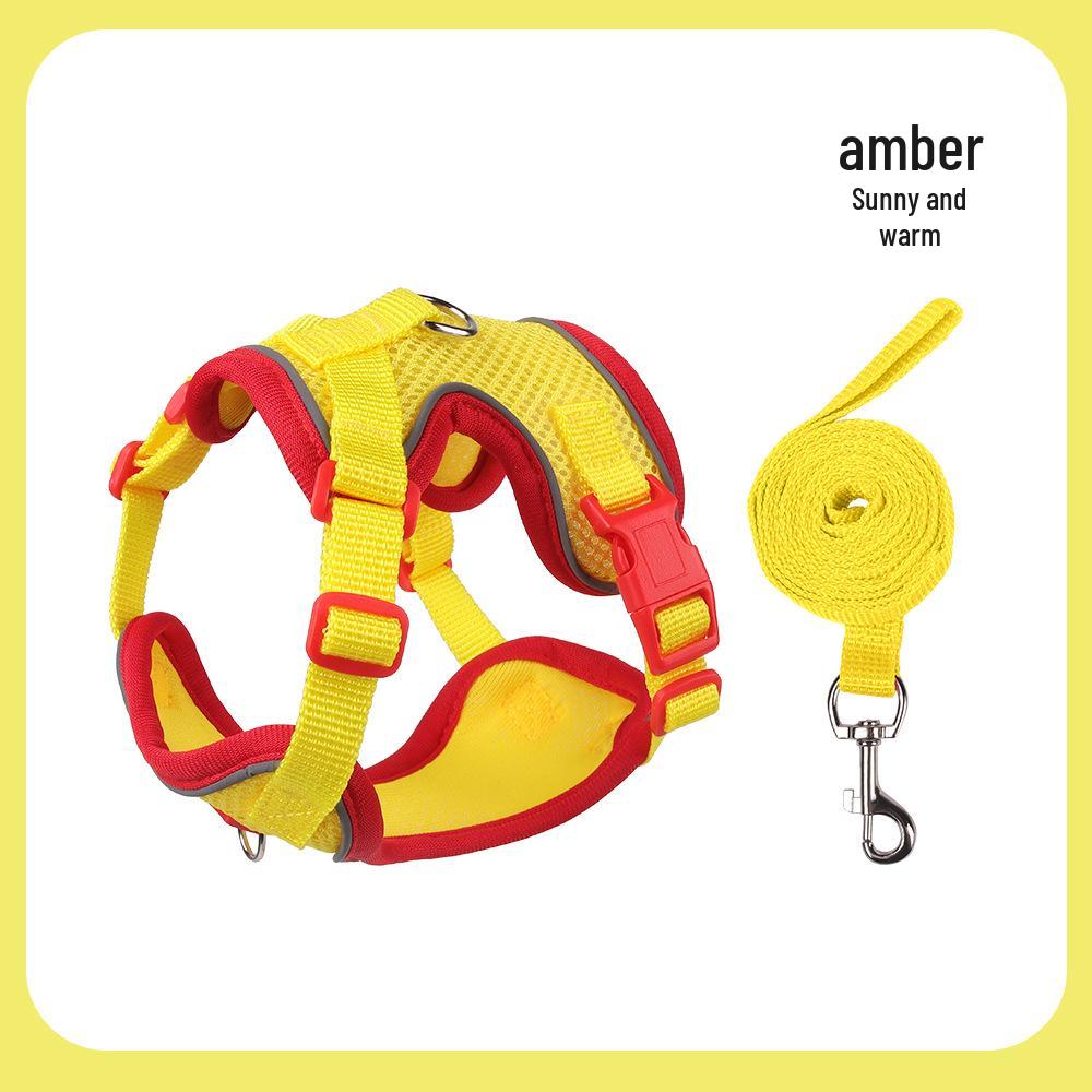 Светоотражающий Дышащий Защитный Жилет-Шлейка для Домашних Животных для Кошек и Собак Small жёлтый