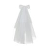Vintage Fairy Bow Bridal Veil - Mori Style White Double Layer Wedding Accessory