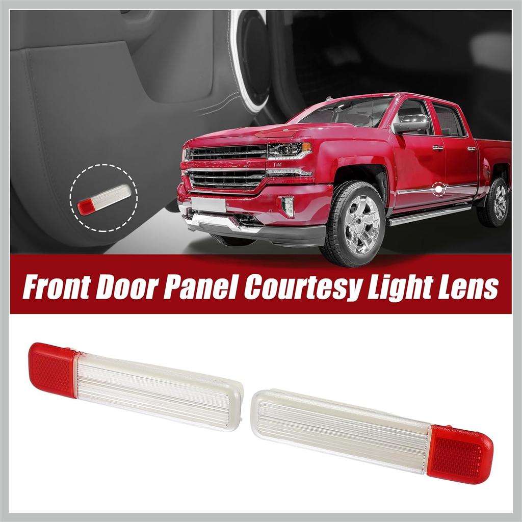 Pair Interior Door Panel Courtesy Light Lens Cover Warning Light Lamp Housing for Chevrolet Silverado for GMC Sierra 2001-2006 Clear White 15021517