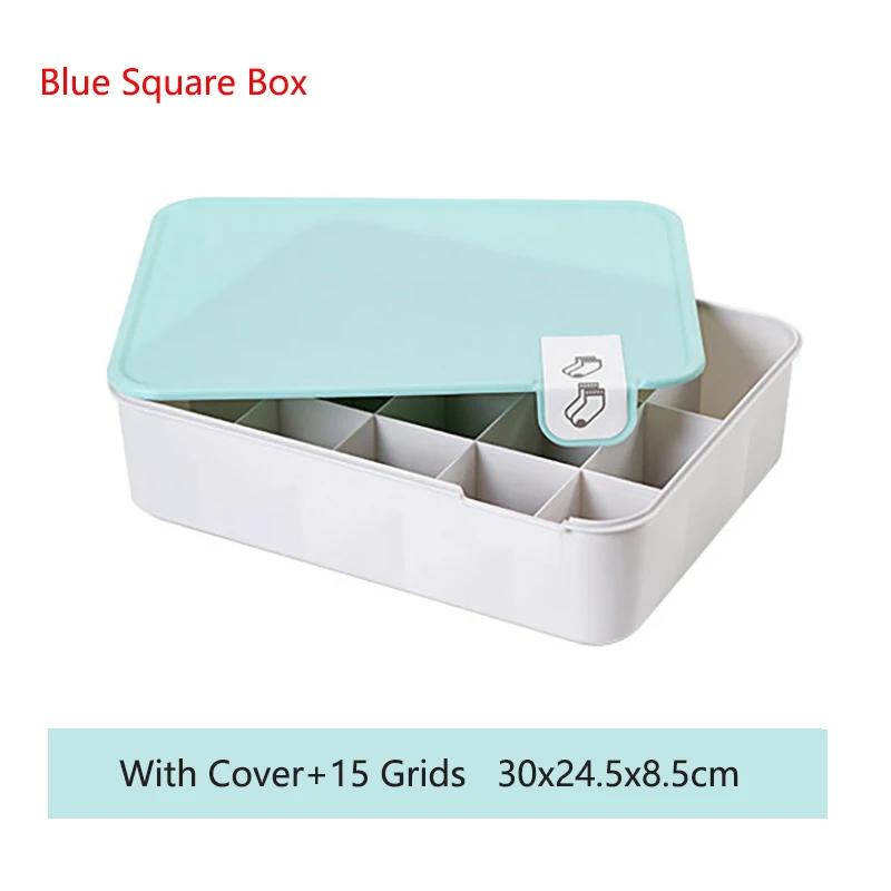 1/10/15 Grid Plastic Underwear Storage Box with Mark Closet Organizer Drawer for Underwear Socks Box Bra Organizer with Cover