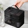 Double Layer Transparent Makeup & Toiletry Bag with Mesh Compartments
