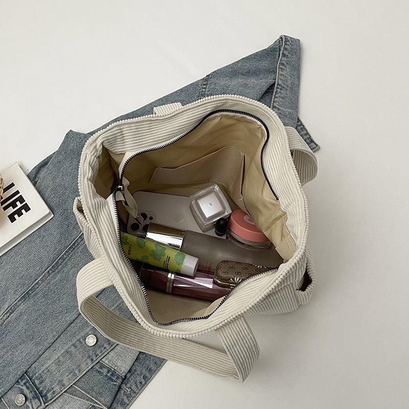 Corduroy Retro Fashion Tote - Multi-Pocket, Large Capacity Handbag.