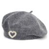 New autumn and winter wool beret women's pearl love rhinestone French face small warm painter hat