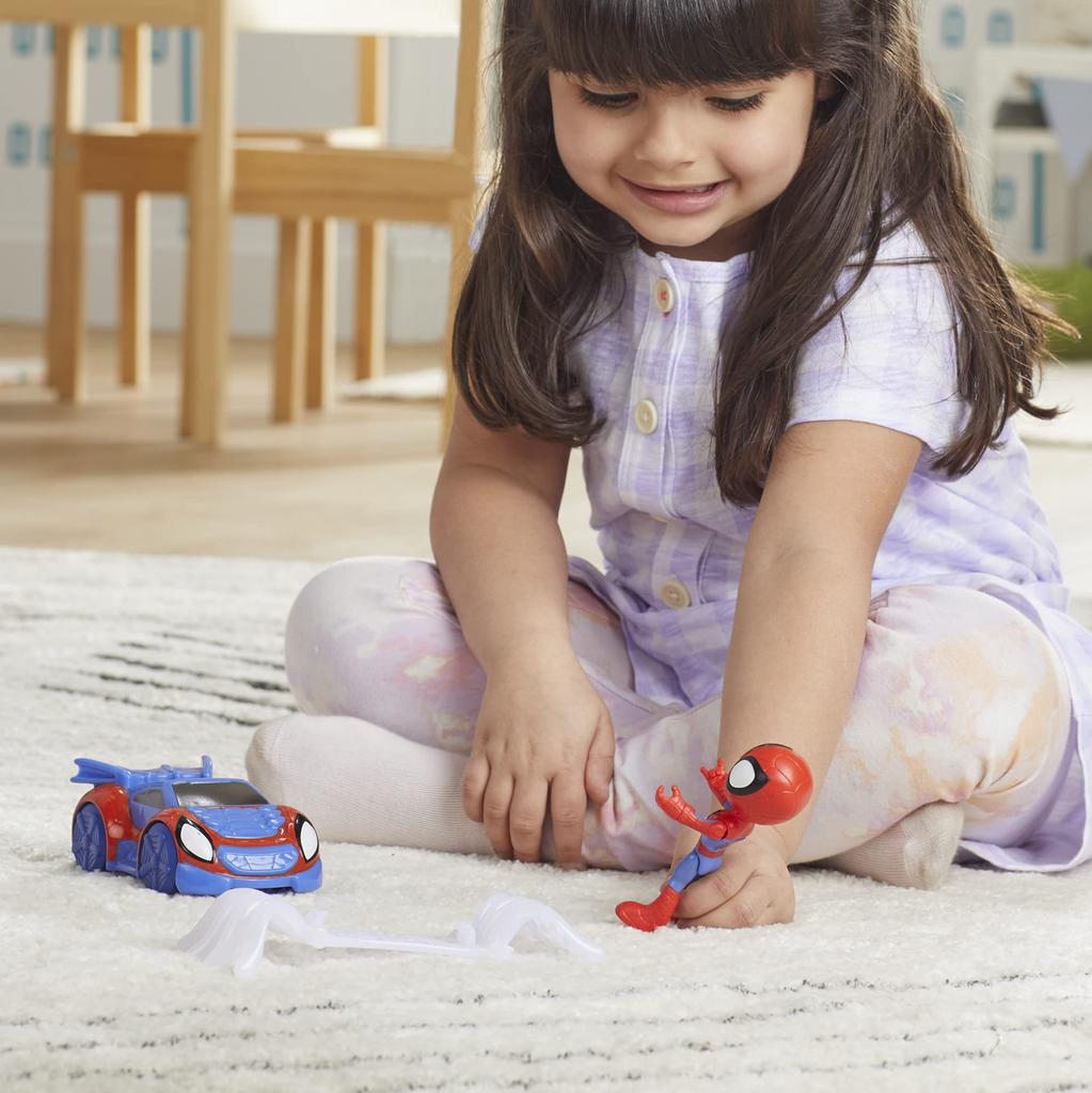 Hasbro Marvel Spidey and His Amazing Friends Spidey Action Preschool Ages Authentic Webcrawler, 4-inch (10 Cm) Figure, Vehicle, Toy, 3+, F7454,