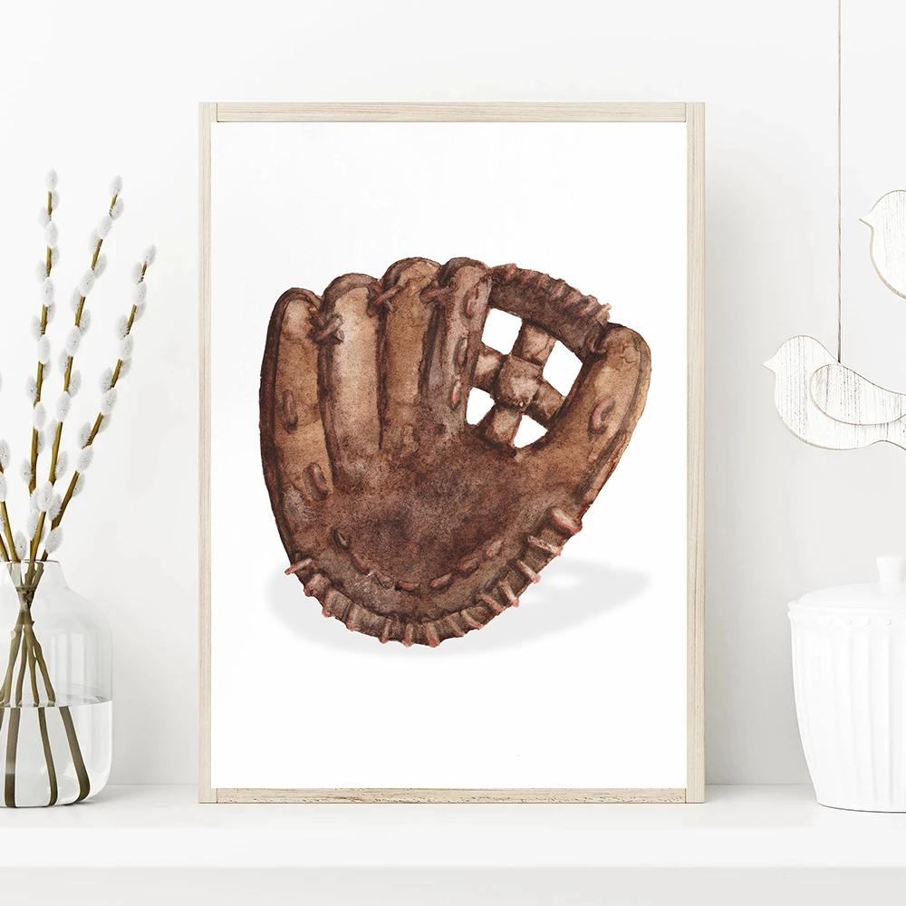 Baseball Bat Mitten Ball Poster Canvas Painting Print Sport Wall Art Picture for Living Room Home Decor Mural Unframed