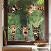 Adesivi in Vetro Dimensione Personalizzabile Giraffa Divertente Asino Statico Pellicola per Finestre, Animale da Fattoria Rimovibile Non Adesiva per Decorazione Casa Cucina Stanza degli Ospiti, Carino