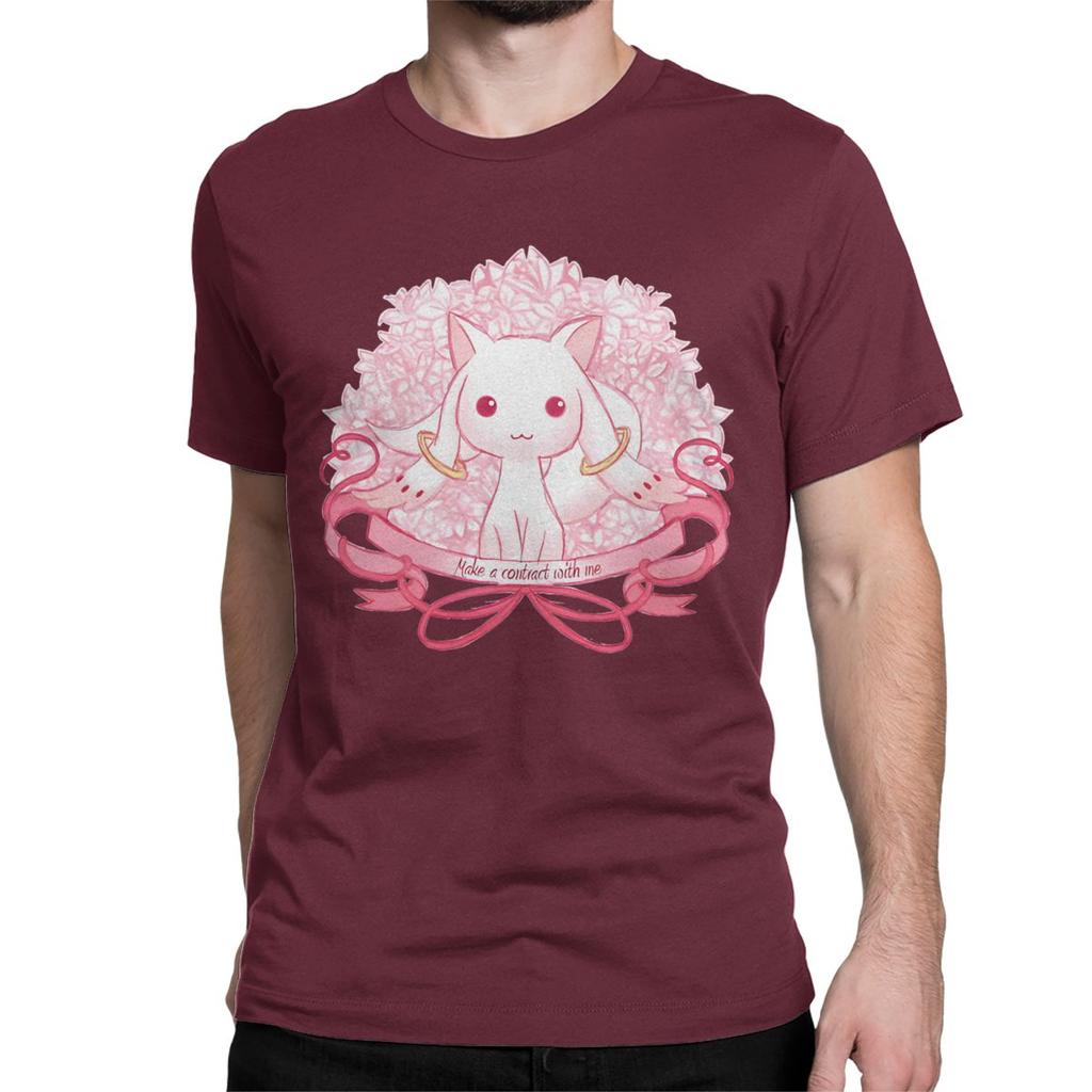 Cute Kyubey Puella Magi Madoka Magica T Shirts Men Women Pure Cotton T-Shirts Anime Tee Shirt Short Sleeve Clothing Printed