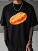 Unisex Summer White Short Sleeve Tee Realistic Sesame Bread Food Graphic Print Crew Neck Loose Casual Male Daily Street Tops